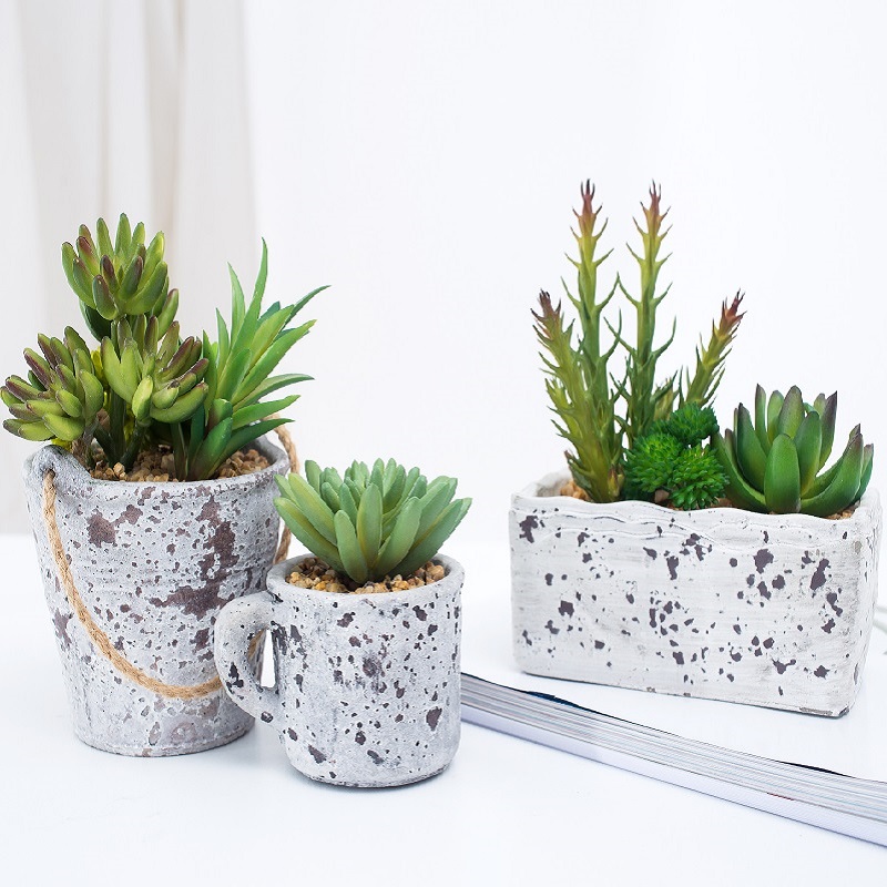 Newly designed potted artificial succulent plant succulent in cement pot